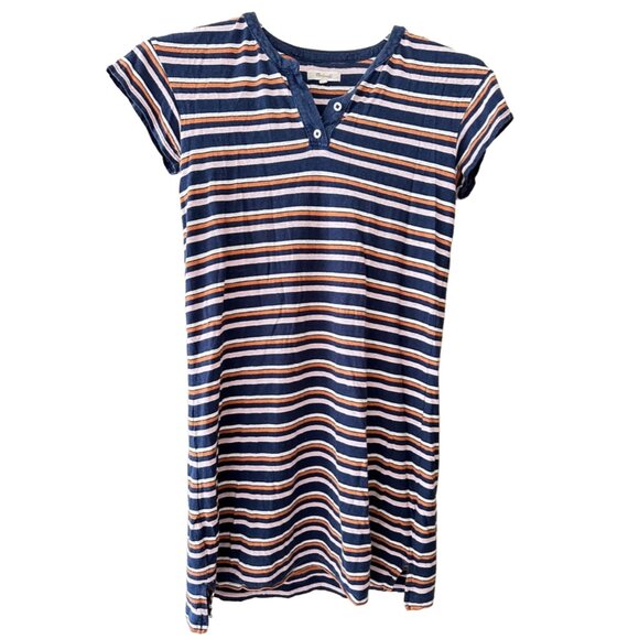 Madewell Women's Bengali T-Shirt Dress - Indigo Striped Henley, XX-Small (XXS) - Picture 1 of 7